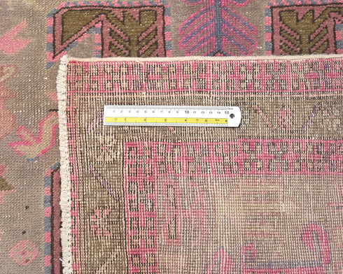 11 Ft Vintage Brown Persian Style Hand Knotted Low Pile Wool Runner Rug